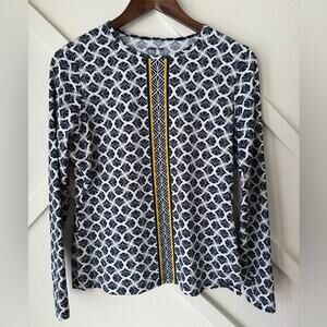 Lands’ End Navy And White Patterned Long Sleeve Rash Guard Size Small
